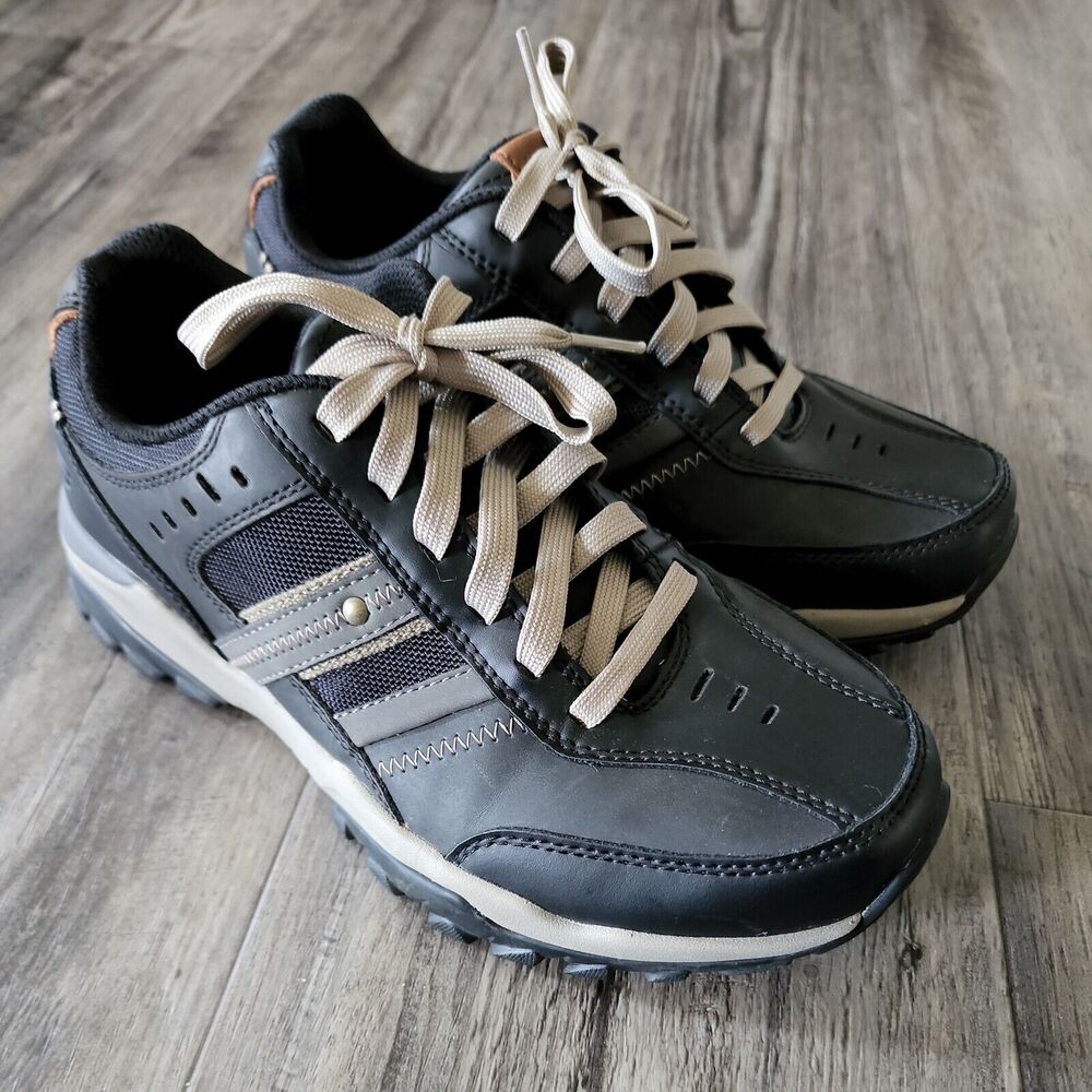 Skechers Henrick Delwood Lace Up Casual Shoes – Men’s 7 Black Leather RELAXED